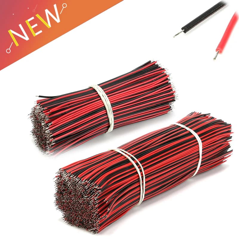 50/10 Peças Fio Eletrônico 2P Vermelho e Preto 26AWG 80mm 150MM de Comprimento, Fio de Conexão para LED com Estanhagem, para Soldagem DIY