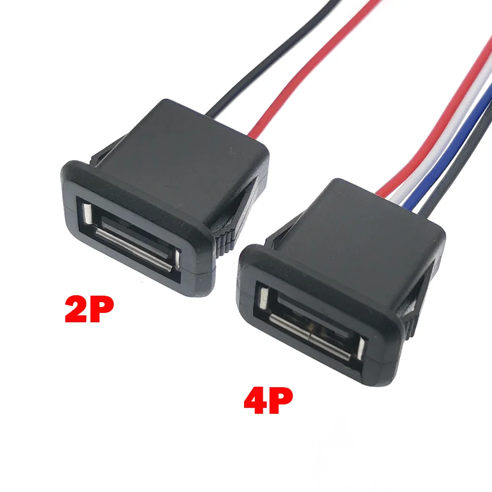 1/2/5 pces 2pin 4pin usb 2.0 fêmea power jack 2p 4p usb2.0 conector de porta de carregamento interface de dados com cabo tomada de carregador usb