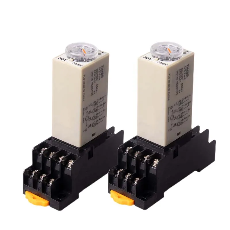 1Pc H3Y-4 AC110V 220V Power on Time Delay Relay Temporizador Interruptor 1S/5S/10S/30S/60S/5M/10M/30M/60M Botão Rotativo de Atraso