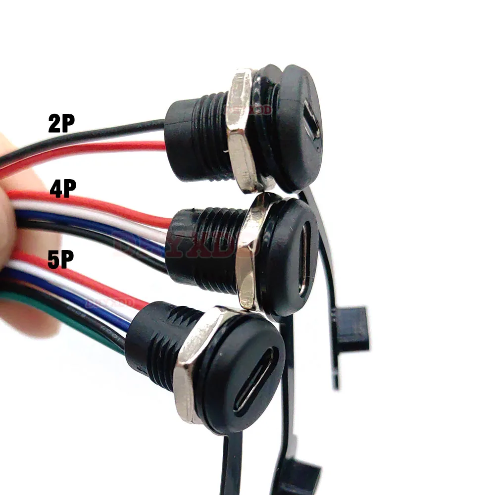 USB-C 5a tomada de carregamento de alta corrente com porca m11 placa de bloqueio de pressão usb c TYPE-C fêmea tipo c conector fêmea à prova dwaterproof água jack