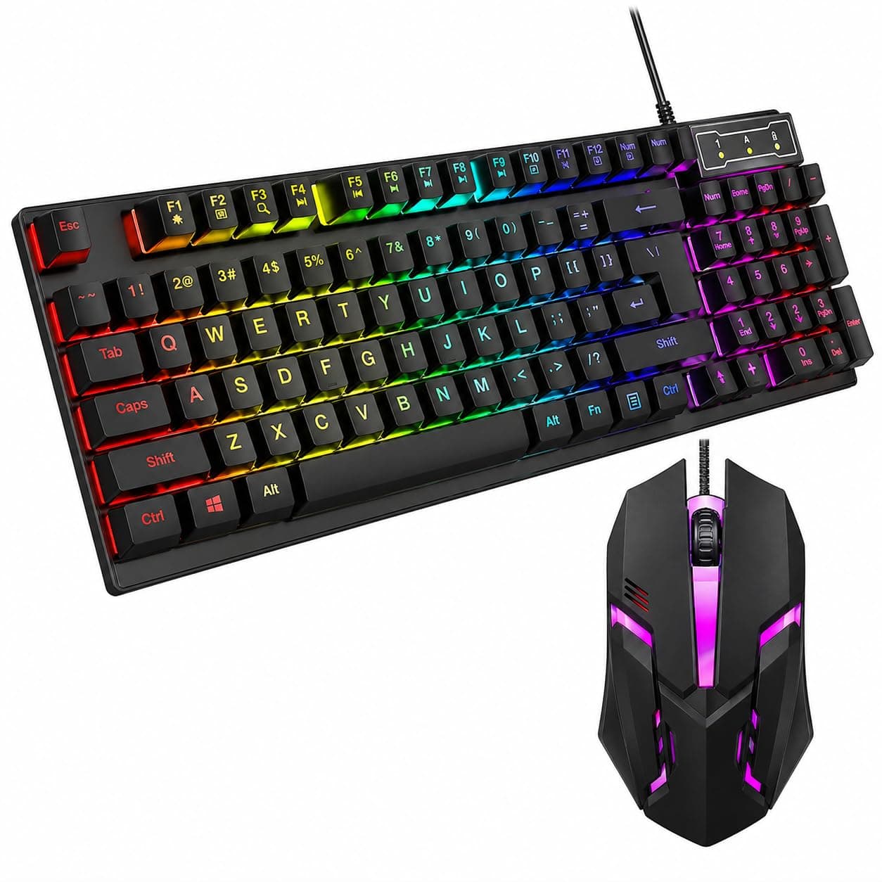 Kit Teclado e Mouse Gamer RGB LED | Semi Mecânico ABNT2 | Mouse 3200 DPI | Iluminação Ajustável | USB Plug & Play | Setup Gamer PC e Notebook | Amazon.com.br
